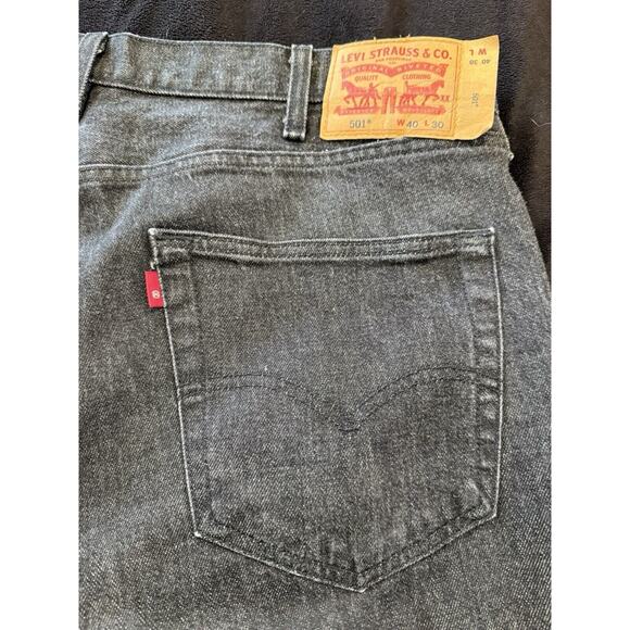 Levis 501 Jeans 40x30 Black Original Straight Leg Button Fly Mens Vintage - Picture 4 of 10